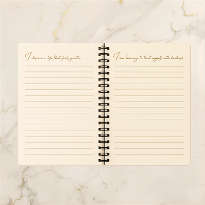 Notes to Myself — A5 Luxury Coil-Bound Notepad (100 Pages, Marble Cream, Gold Accents) (Copy) - LunarHeartCo