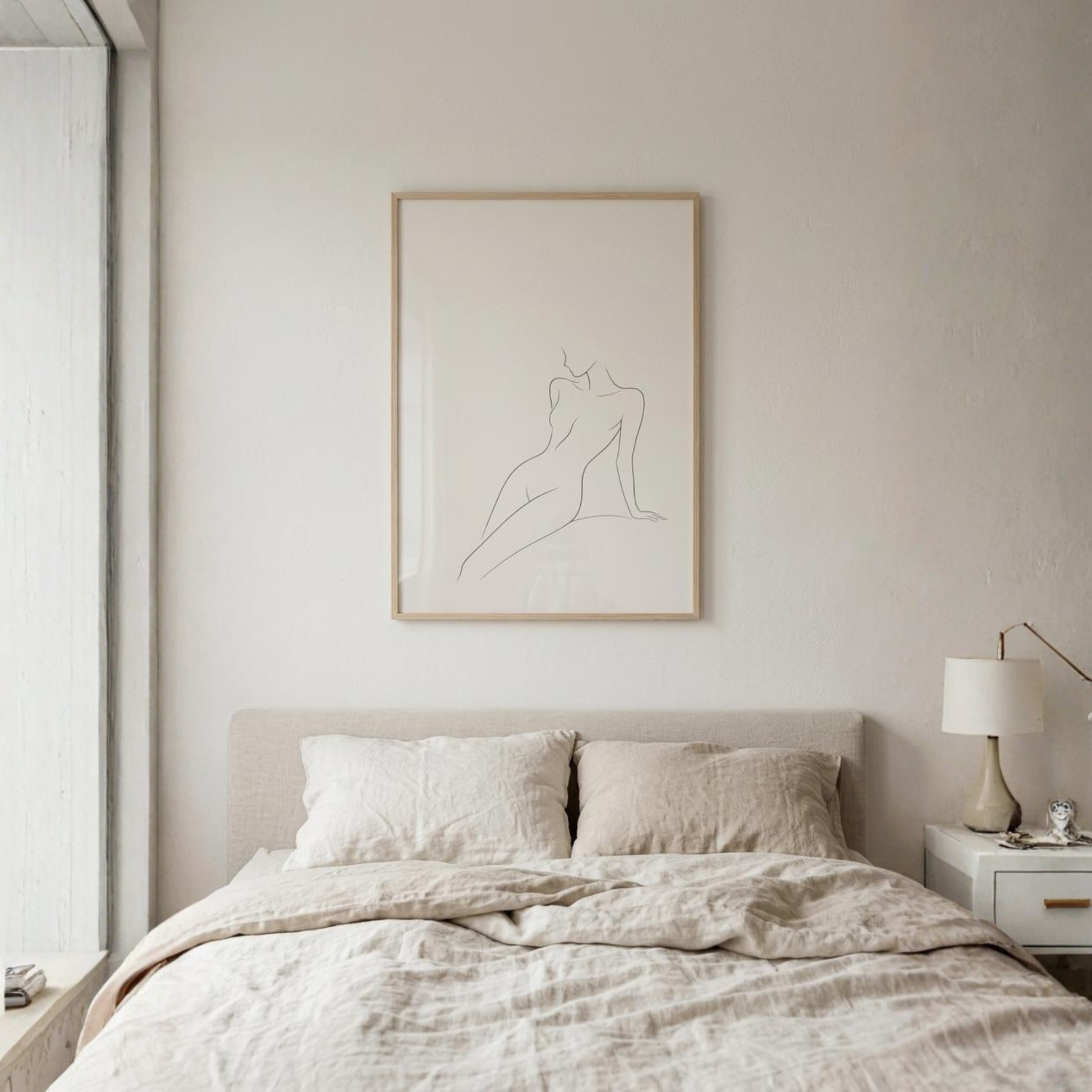 LunarHeartCo LINE STUDY III wall art print featuring minimalist line art design for modern home decor.