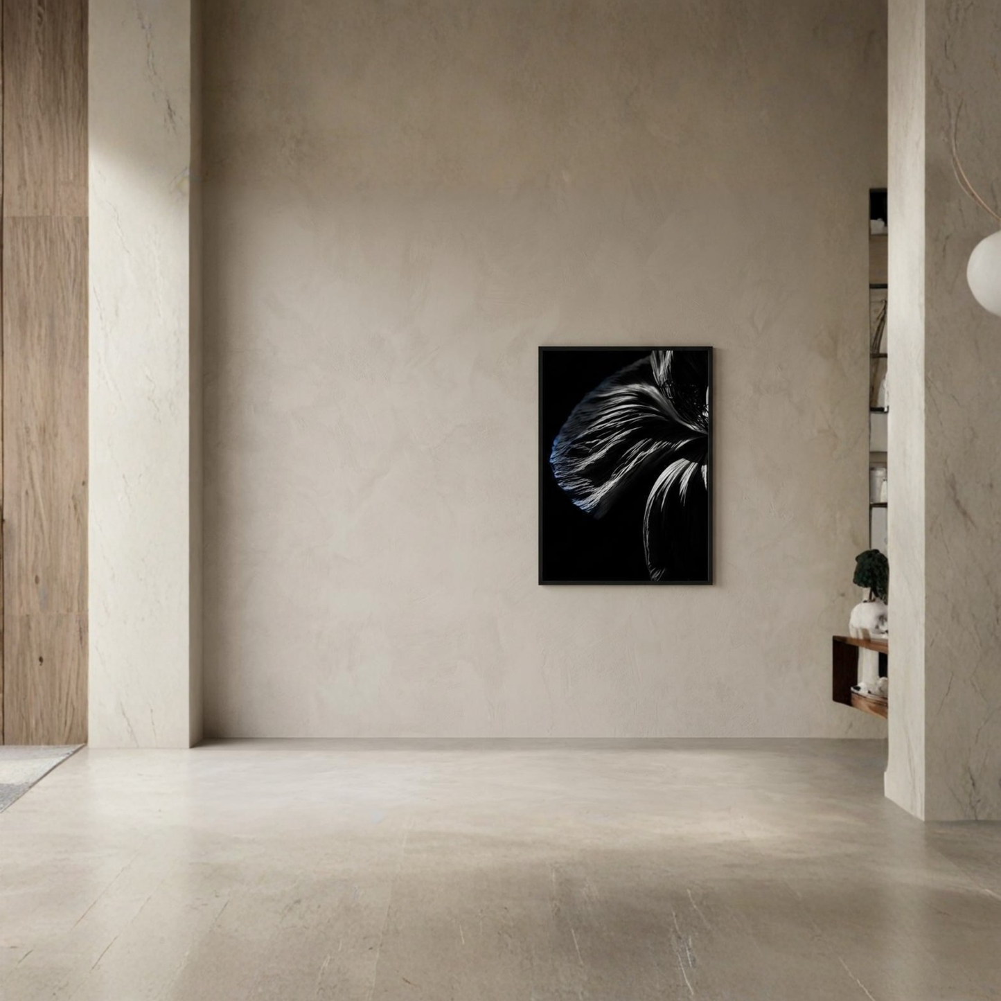 Framed editorial fine art print titled DESCENT III — FRACTURE by LunarHeartCo, 50x70 cm wall art with abstract design.