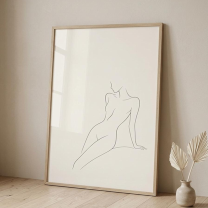 LunarHeartCo LINE STUDY III study print wall art featuring minimalist line drawings on a white background.