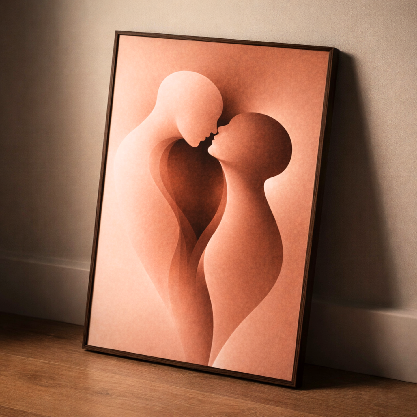 Framed art print "Internal Form III — Convergence" by LunarHeartCo featuring abstract geometric shapes in muted tones.