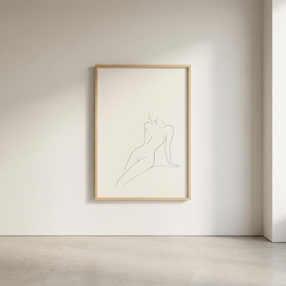 LunarHeartCo LINE STUDY III study print wall art with minimalist line art design on white background