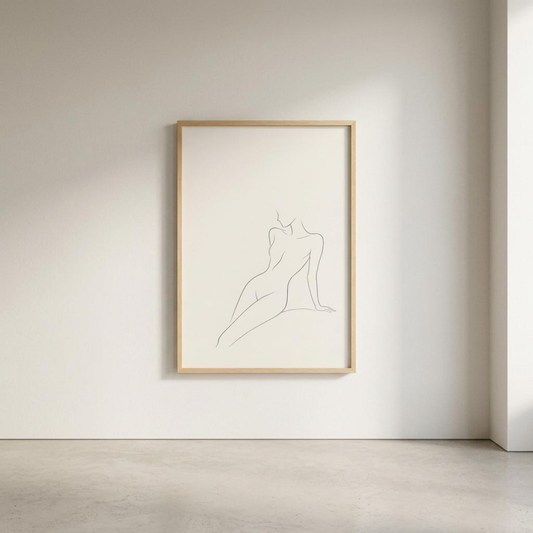 LunarHeartCo LINE STUDY III study print wall art with minimalist line art design on white background