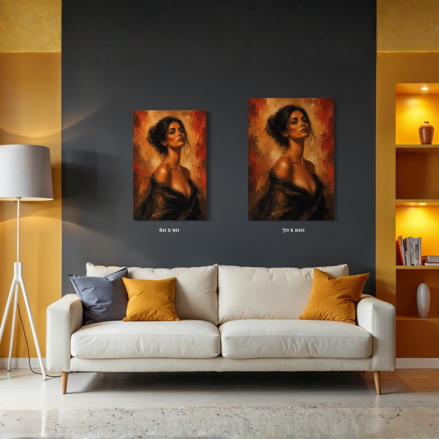 LunarHeartCo figure study VI canvas art showing abstract human form in muted tones on textured canvas.