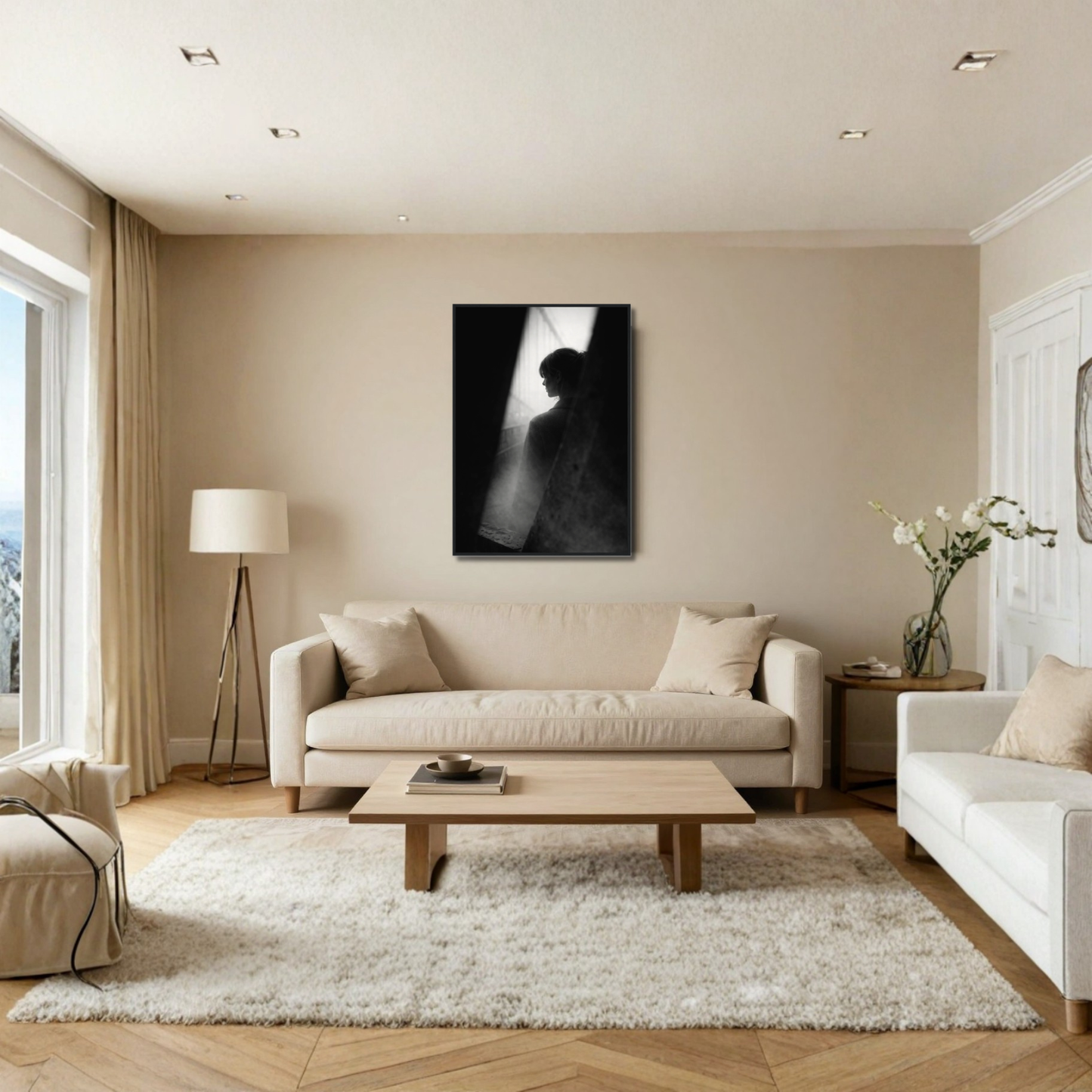 Framed LunarHeartCo Interference editorial fine art print with abstract design in a black frame on white background