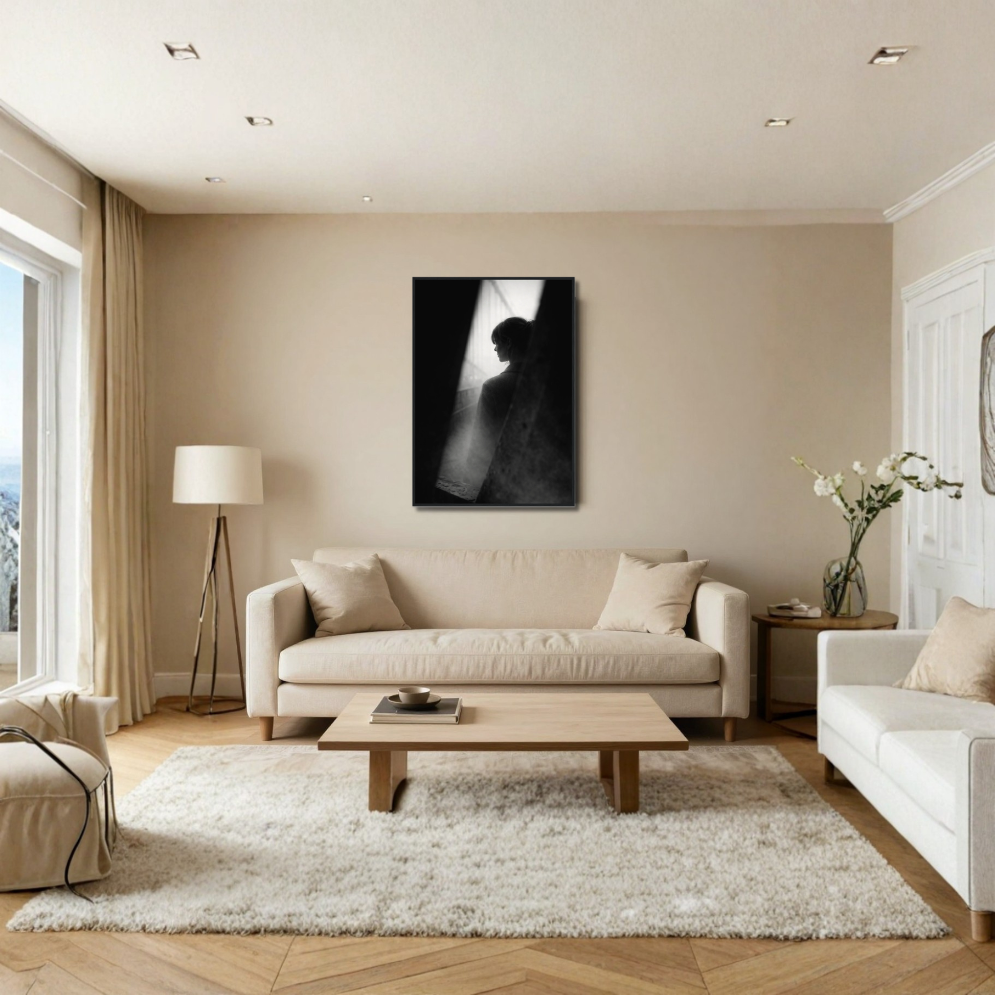 Framed LunarHeartCo Interference editorial fine art print with abstract design in a black frame on white background