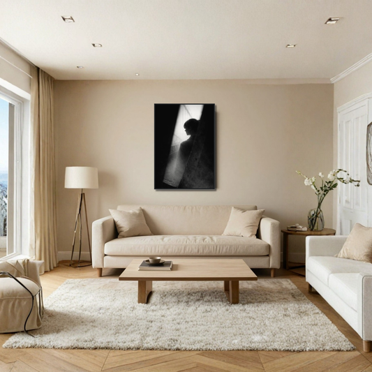 Framed LunarHeartCo Interference editorial fine art print with abstract design in a black frame on white background