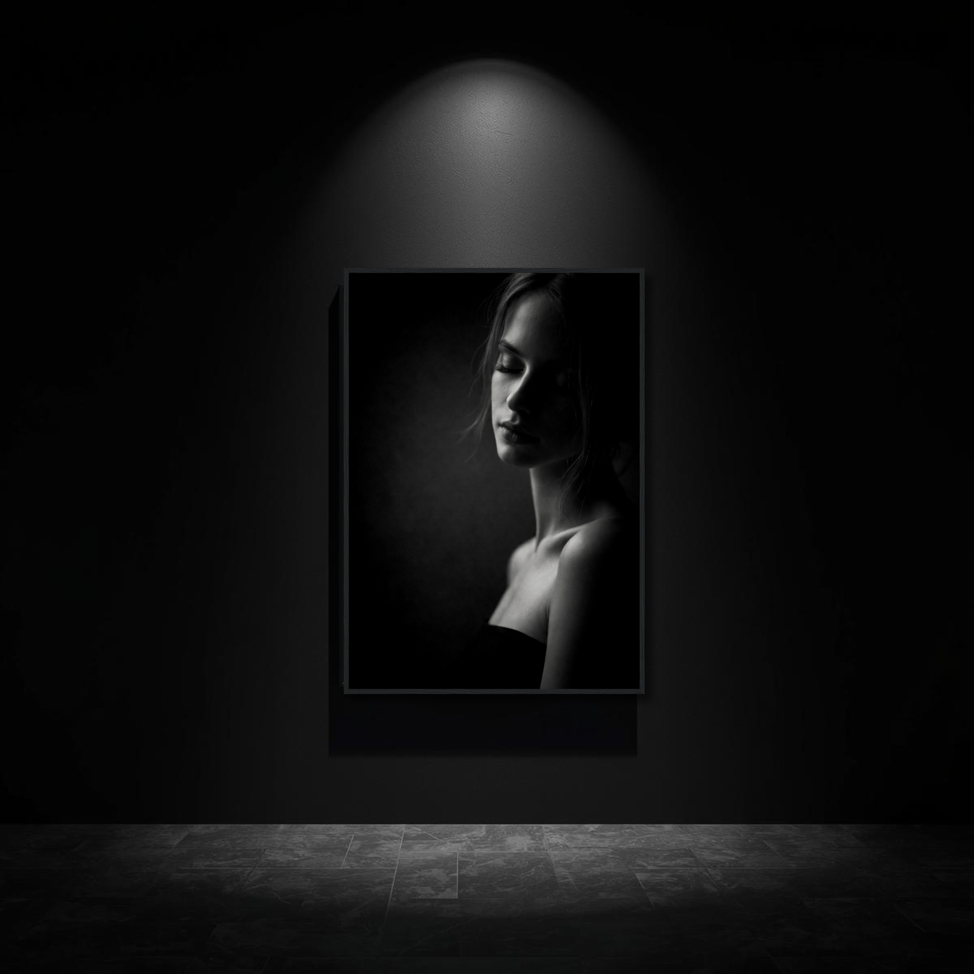 Framed fine art print "Stillness" by LunarHeartCo, wall art featuring serene, abstract imagery in a sleek frame.