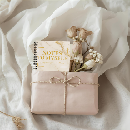 Notes to Myself — A5 Luxury Coil-Bound Notepad (100 Pages, Marble Cream, Gold Accents) (Copy) - LunarHeartCo