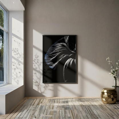 Framed LunarHeartCo Descent III Fracture wall art print, 50×70 cm, featuring abstract, editorial-style fine art on a wall.