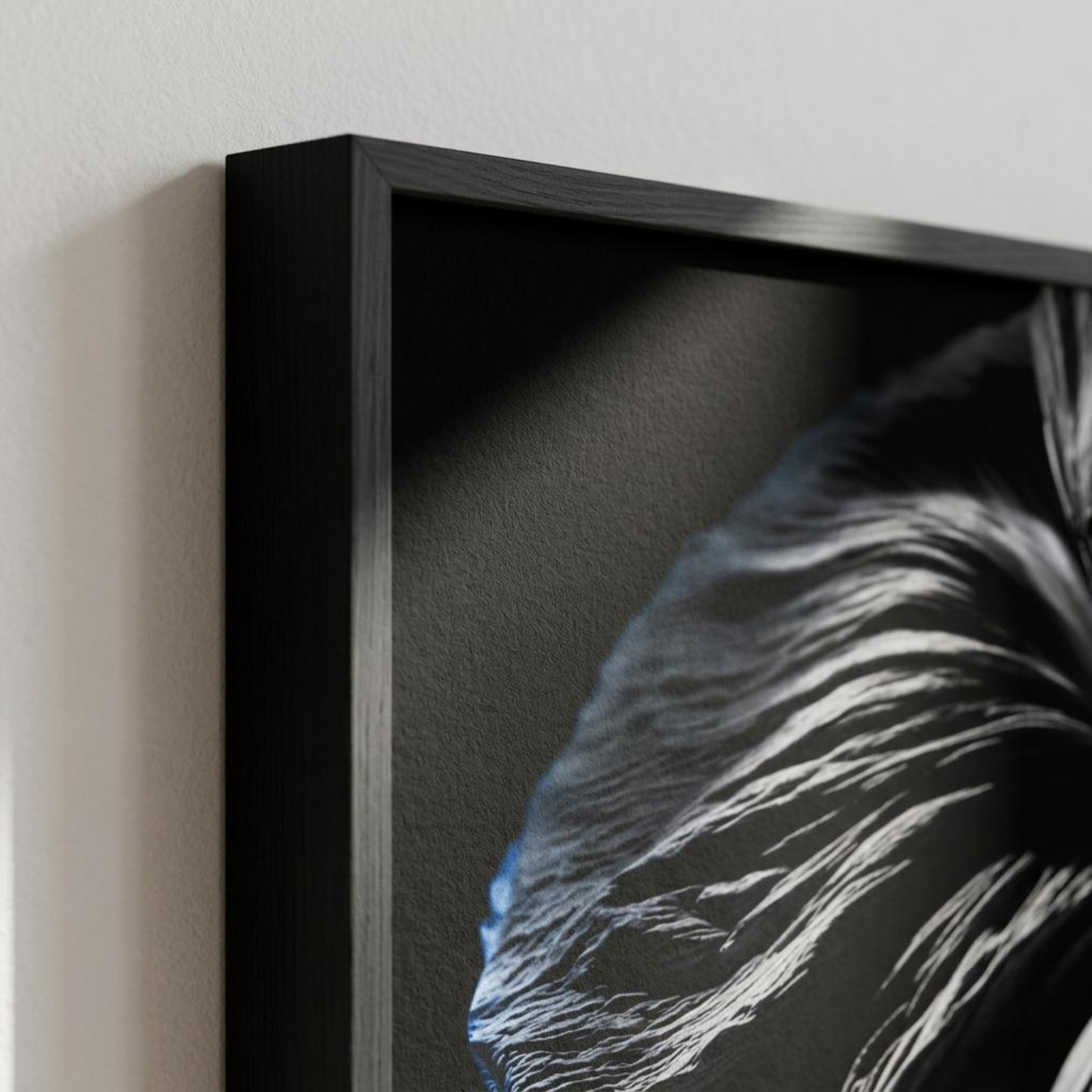 Framed LunarHeartCo Descent III Fracture wall art print, 50×70 cm, featuring abstract fine art with bold, textured design.