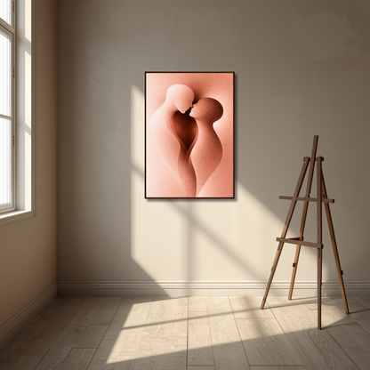Framed art print "Internal Form III — Convergence" by LunarHeartCo featuring abstract geometric shapes in muted tones.