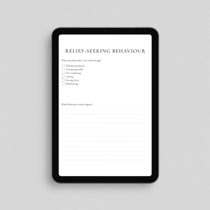 Structured workbook titled "The Emotional Discipline Standard" by LunarHeartCo, focusing on composure and behavioral control.