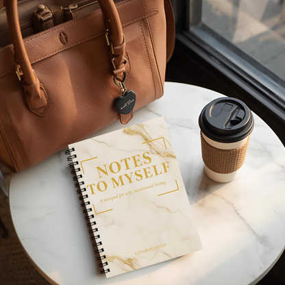 Notes to Myself — A5 Luxury Coil-Bound Notepad (100 Pages, Marble Cream, Gold Accents) (Copy) - LunarHeartCo