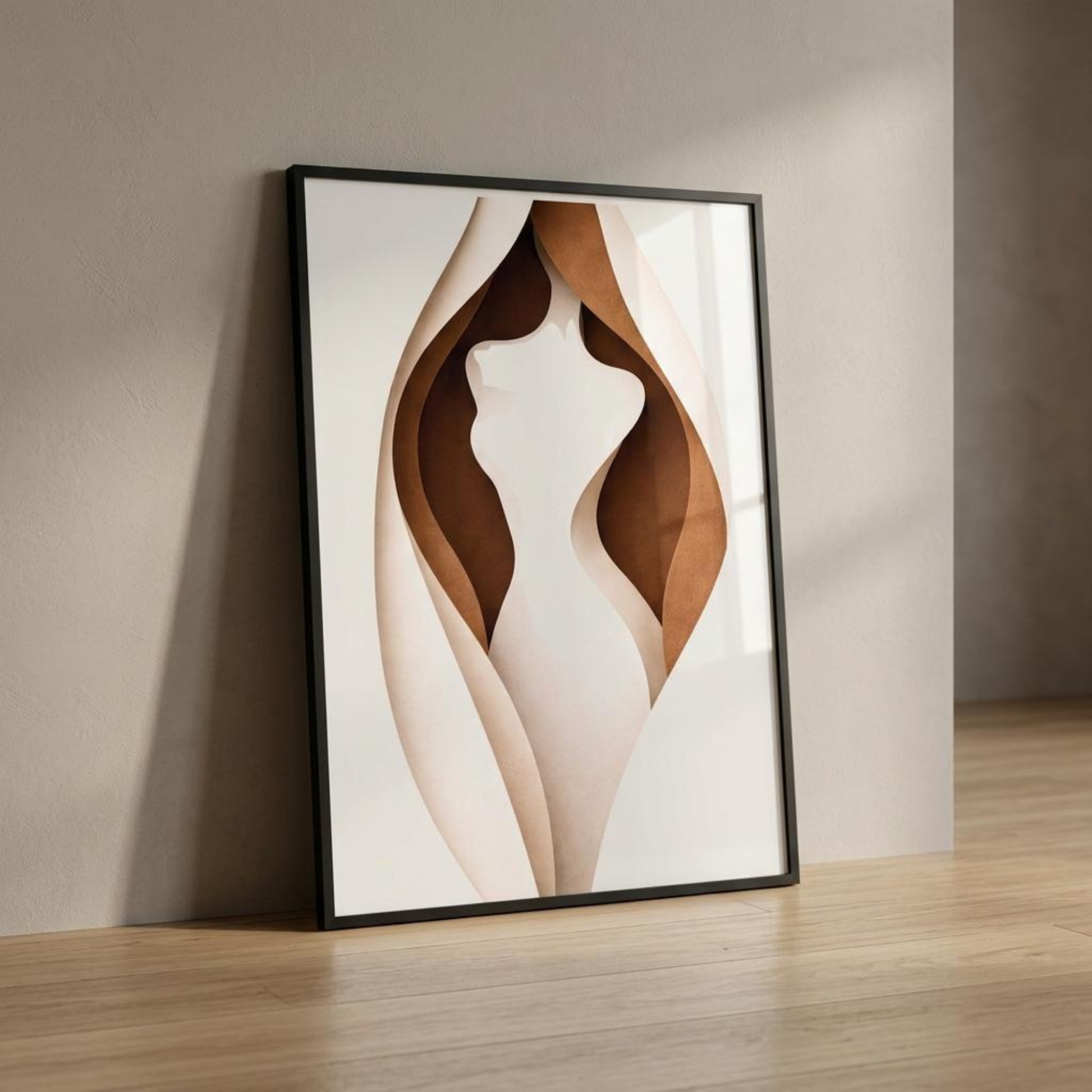 LunarHeartCo Body Cut I study print wall art featuring abstract geometric shapes in black and white on a white background.