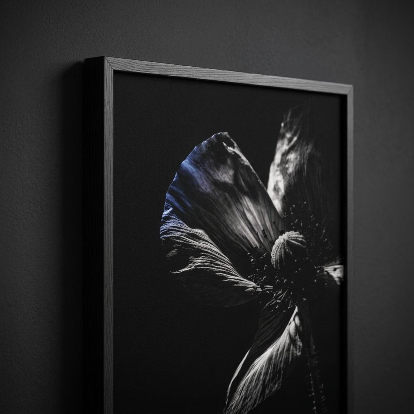 Framed fine art print titled "DESCENT I — CONTROL" by LunarHeartCo, featuring abstract art in a 50x70 cm frame.