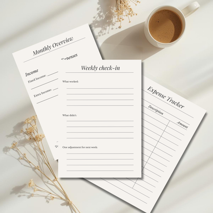 Calm Money Reset - Minimal Monthly Planner (Digital + Print) - LunarHeartCo