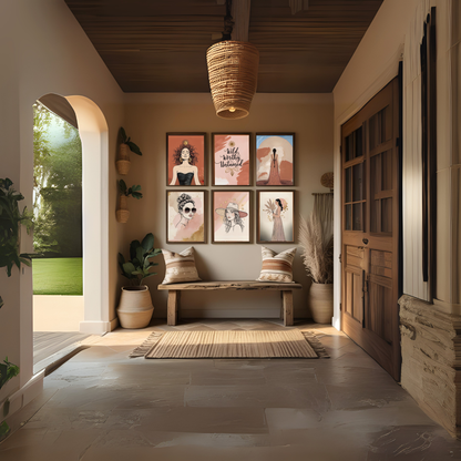 Minimalist Boho Woman Wall Art Set (5 Prints) | Feminine Line Art | Neutral Modern Digital Download 🌸✨ - LunarHeartCo