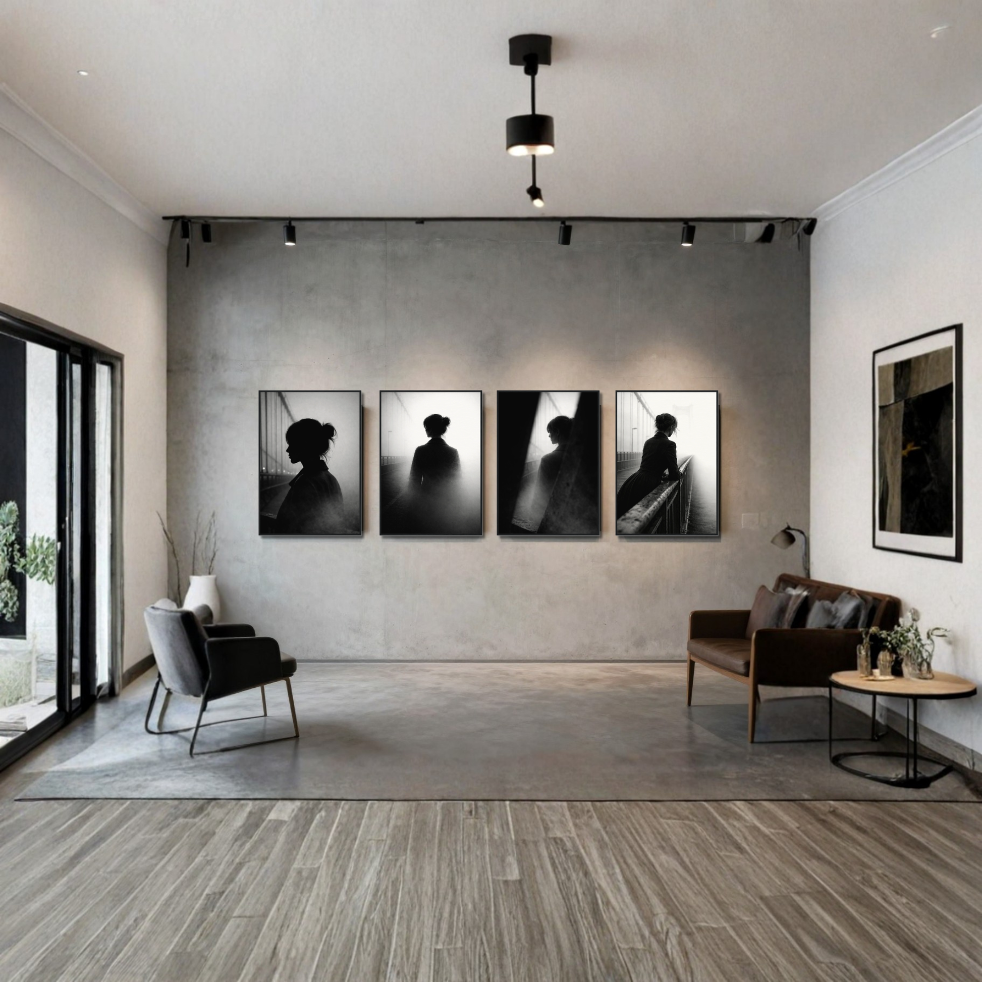 Four framed Noir Studies editorial art prints by LunarHeartCo, each measuring 50x70 cm, featuring striking black-and-white visuals.