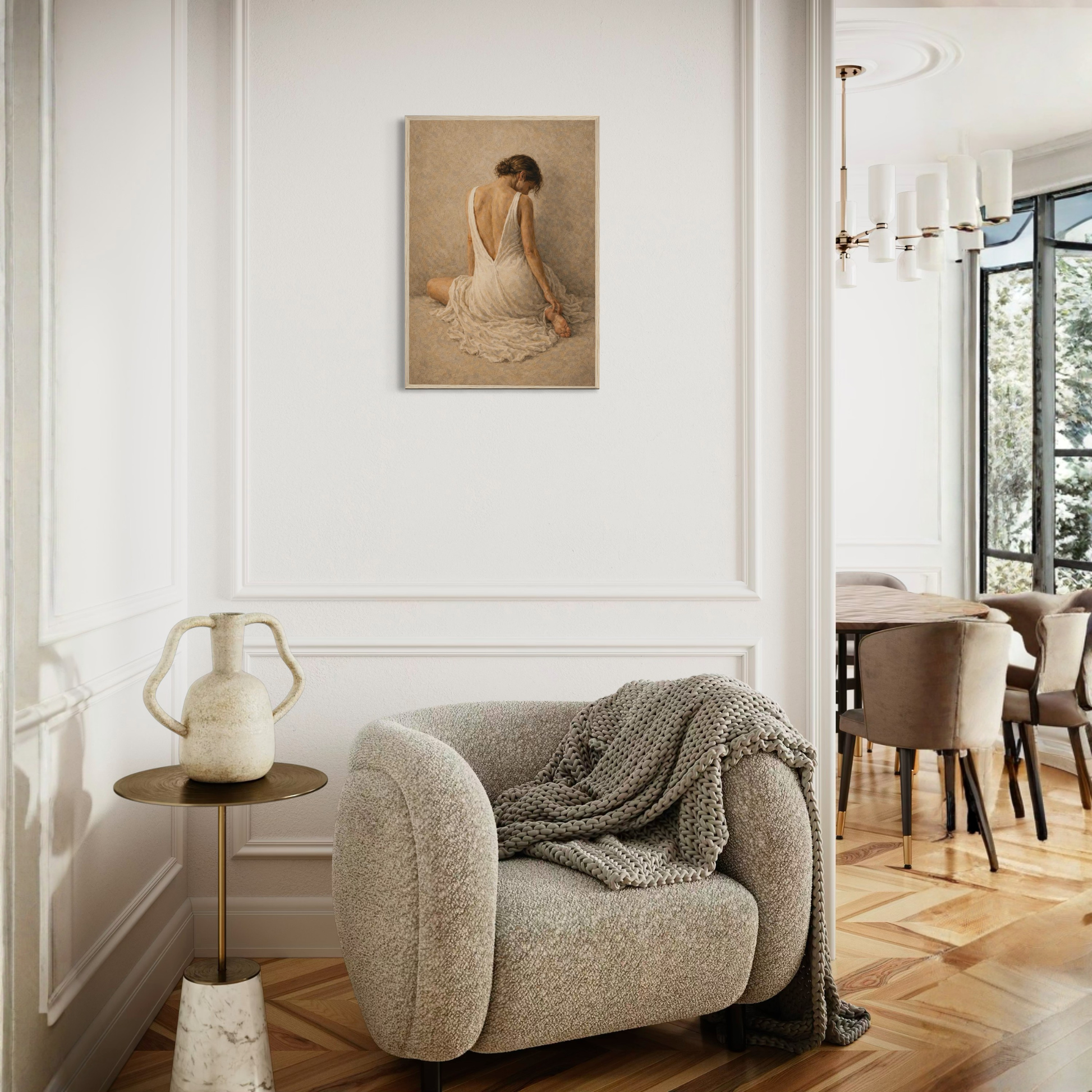 Framed art print titled "Stillness, Held II — Resting" by LunarHeartCo, featuring a serene, abstract design in a modern frame.