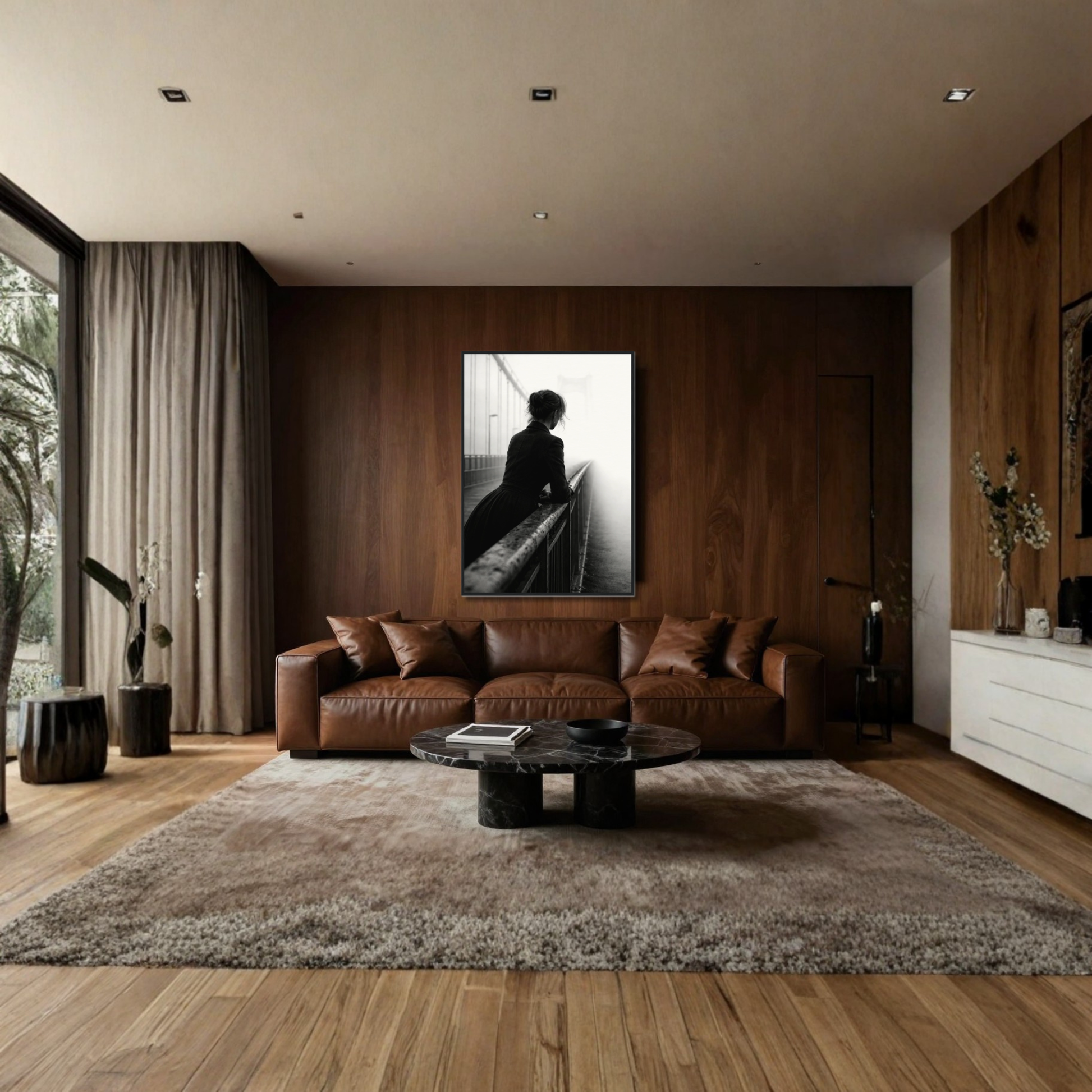 Framed editorial fine art print by LunarHeartCo featuring abstract suspension artwork in a sleek black frame.