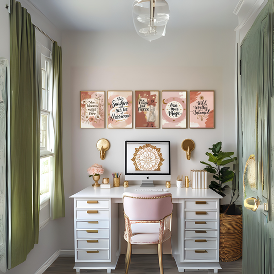 Boho Feminist Quote Wall Art Set (5 Prints) | Empowering Affirmation Décor | Motivational Digital Download ✨💖 - LunarHeartCo