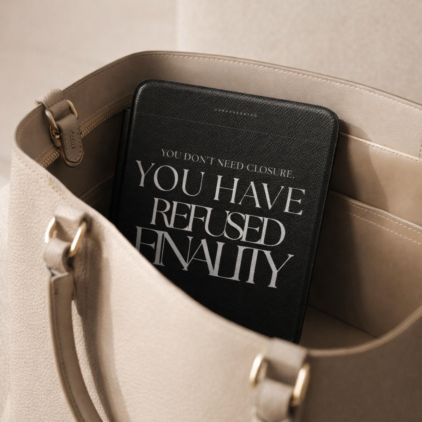LunarHeartCo Finality I Refused Kindle case featuring bold graphic design, protective phone case with sleek black finish.