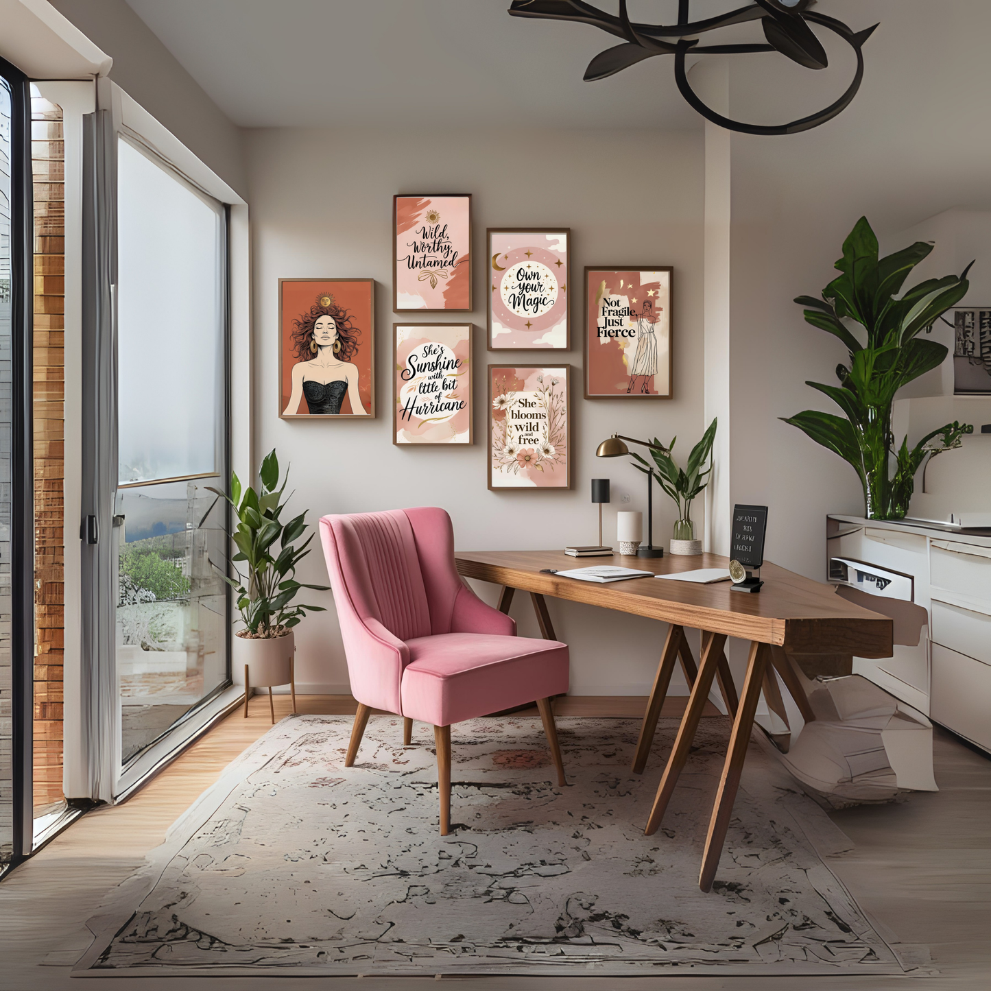 Boho Feminist Quote Wall Art Set (5 Prints) | Empowering Affirmation Décor | Motivational Digital Download ✨💖 - LunarHeartCo