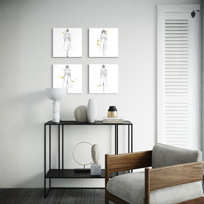 LunarHeartCo Line Study I figure canvas wall art, 16x16 inches, featuring minimalist black ink line drawing on white background.