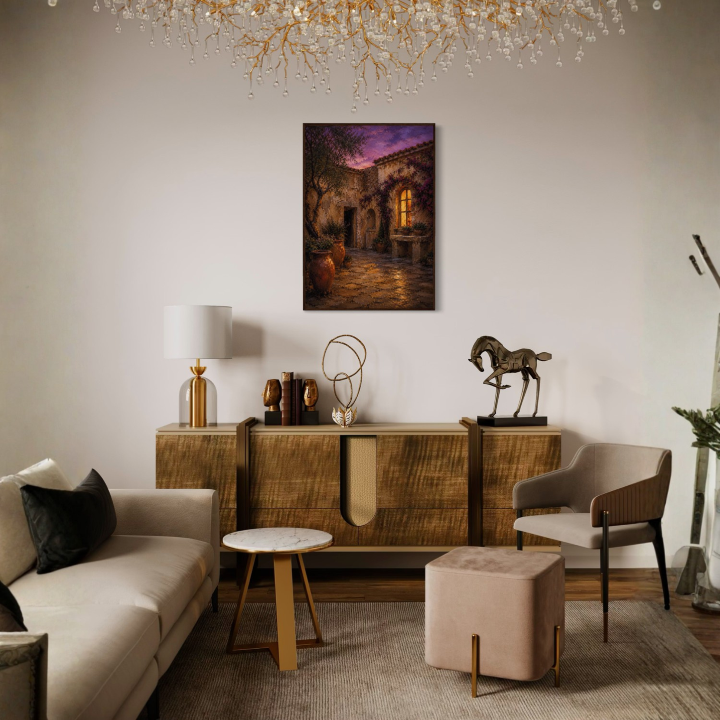 MEDITERRANEAN STUDIES — Night Courtyard, Framed Art Print