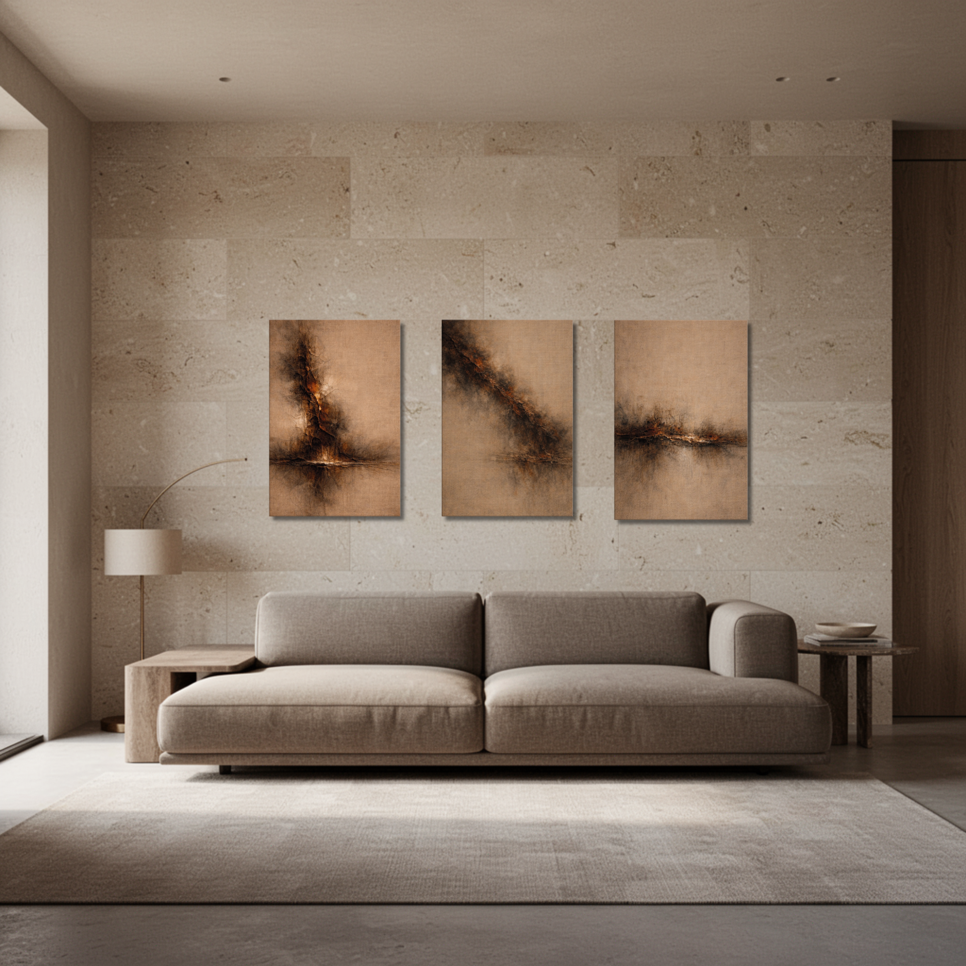 STRATA — Structural Triptych (I, II, III) Canvas, 4cm Gallery Depth - LunarHeartCo