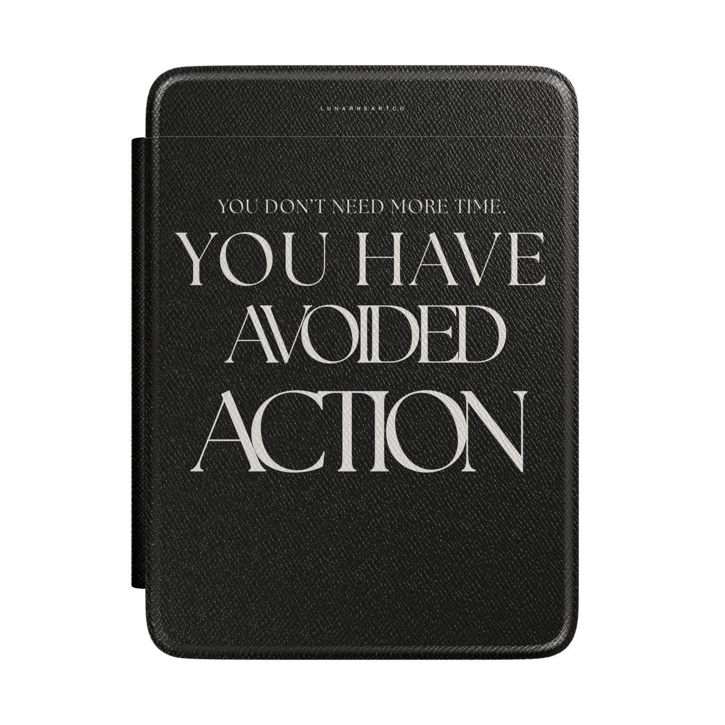 LunarHeartCo Action I Avoided Kindle Case phone case from Behaviour Series, featuring a sleek design and protective material.