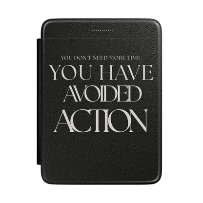 LunarHeartCo Action I Avoided Kindle Case phone case from Behaviour Series, featuring a sleek design and protective material.