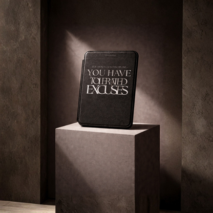 LunarHeartCo Discipline I Kindle phone case from the Behaviour Series, featuring a sleek design with motivational text.