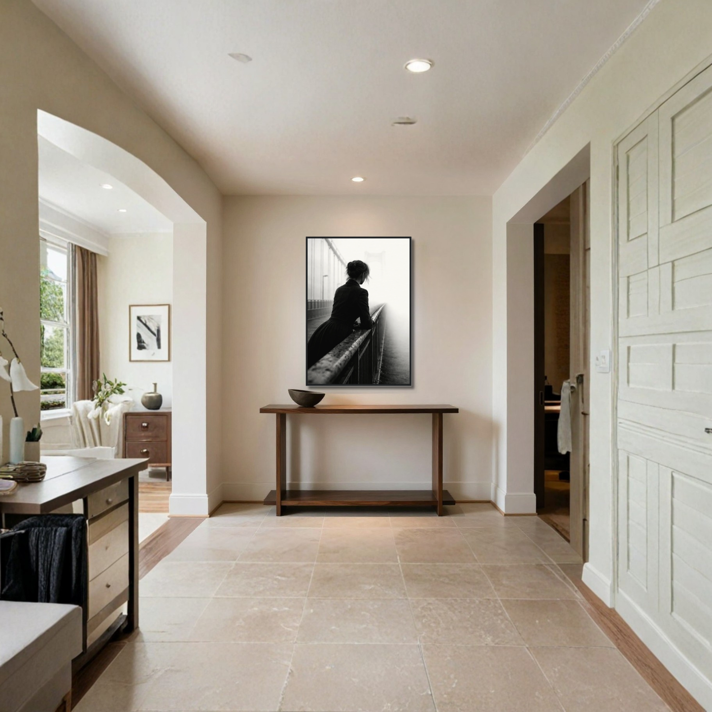 Framed editorial fine art print with abstract suspension design by LunarHeartCo, displayed in a sleek black frame.