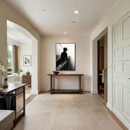 Framed editorial fine art print with abstract suspension design by LunarHeartCo, displayed in a sleek black frame.