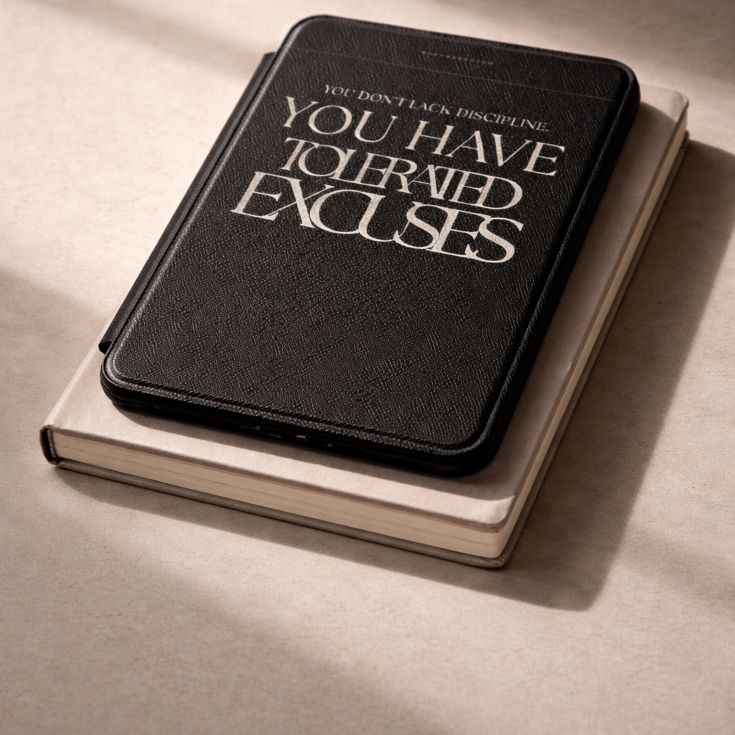 LunarHeartCo Discipline I Kindle case featuring a bold design from the Tolerate Excuses Behaviour Series for phone protection.