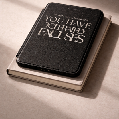 LunarHeartCo Discipline I Kindle case featuring a bold design from the Tolerate Excuses Behaviour Series for phone protection.