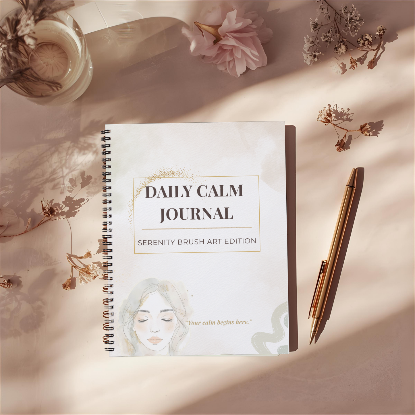 Daily Calm Journal — 30-Day Guided Workbook (Digital Download + Wire-O Print Edition) - LunarHeartCo