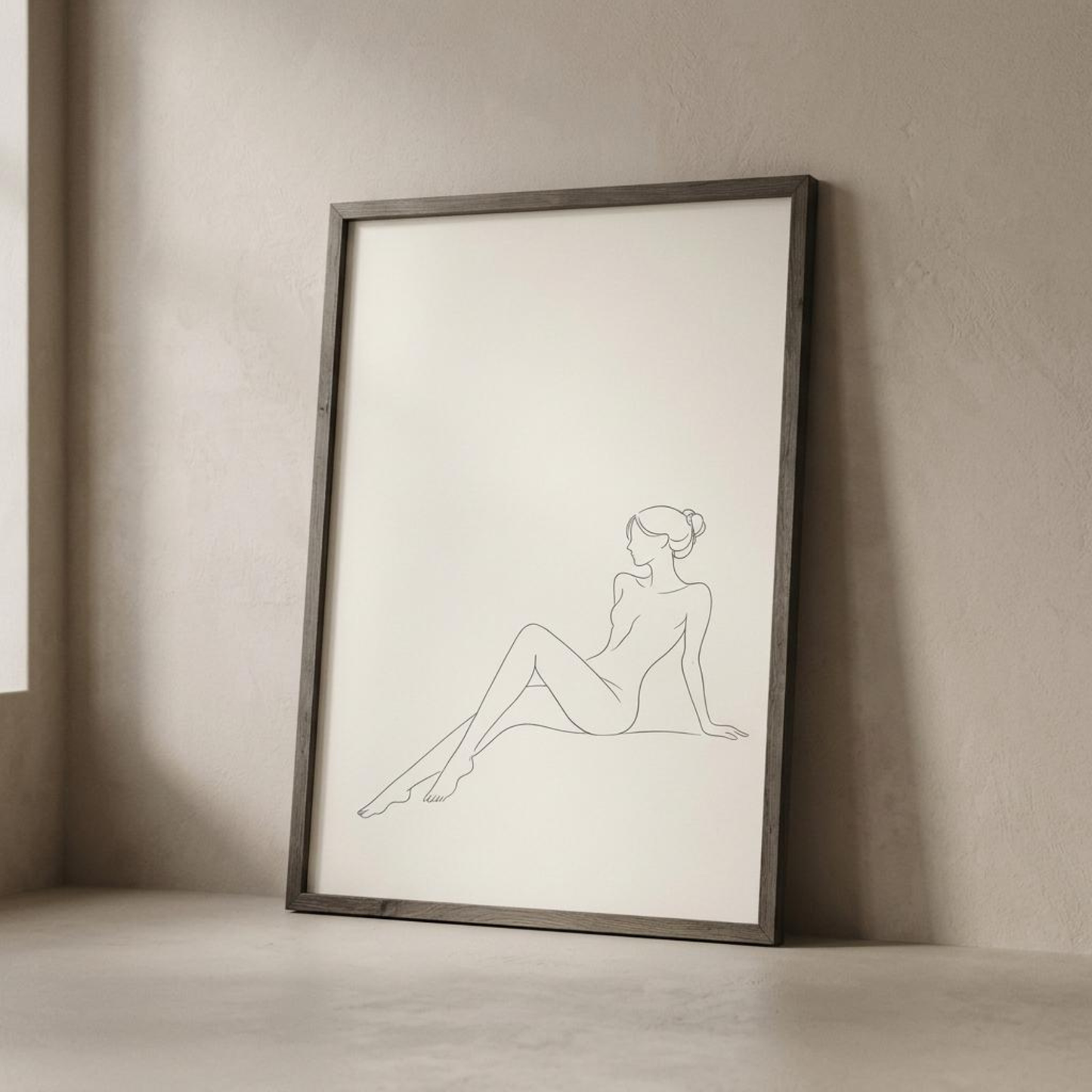 Minimalist black and white line study print wall art by LunarHeartCo, featuring abstract geometric shapes on a white background.