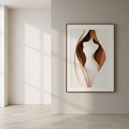 LunarHeartCo BODY CUT I Study Print wall art featuring abstract body shape design in monochrome style.