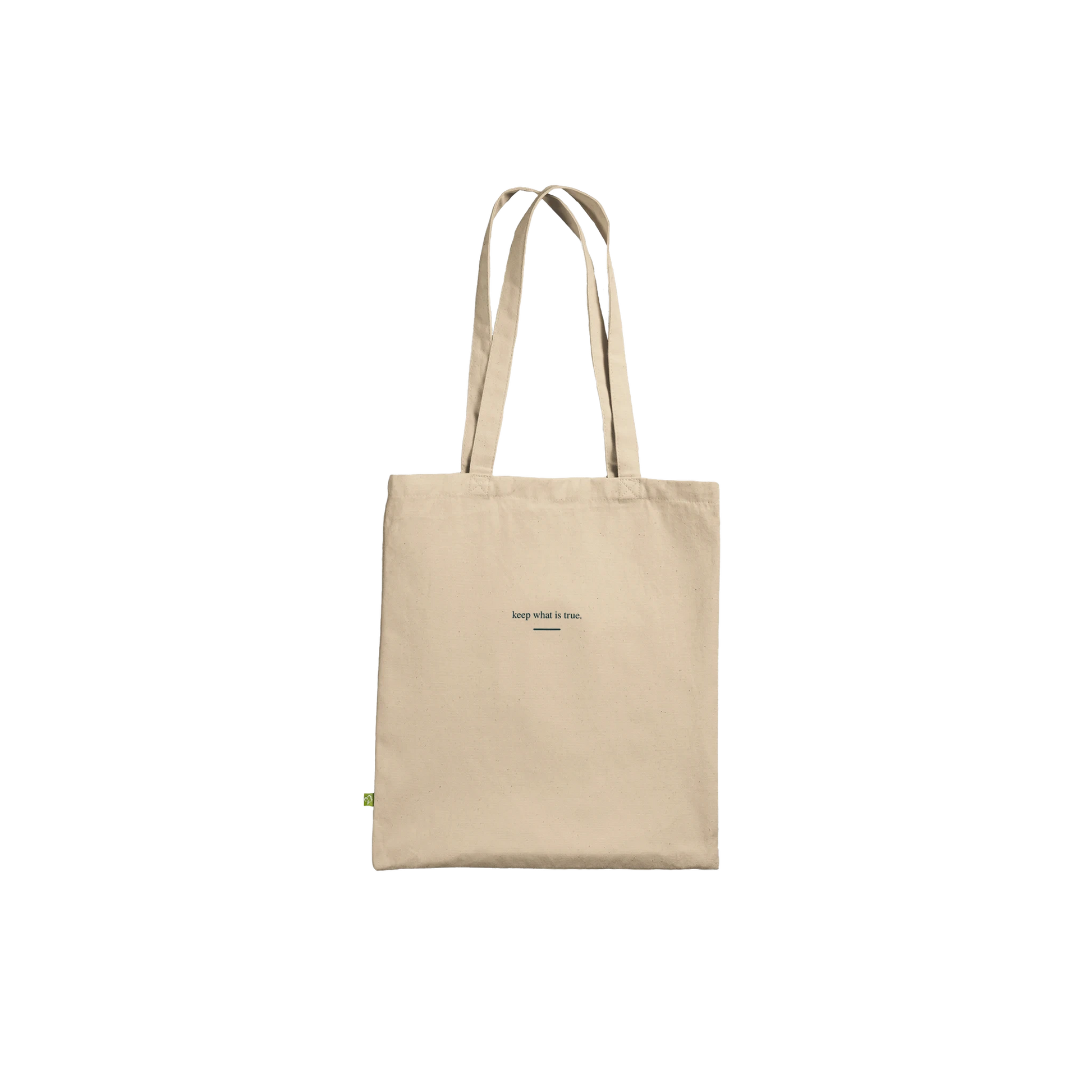 Reverse of THE KEEPING tote bag featuring the affirmation keep what is true