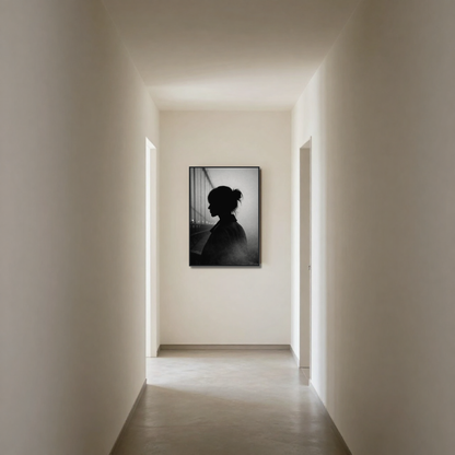 Framed lunar-themed editorial fine art print titled "Control" by LunarHeartCo displayed with a sleek black frame.
