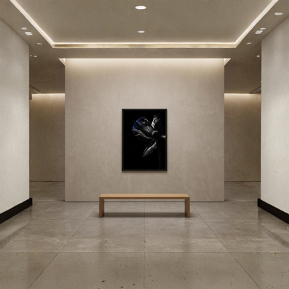 Framed fine art print titled "DESCENT I — CONTROL" by LunarHeartCo, featuring abstract design in a 50x70 cm frame.