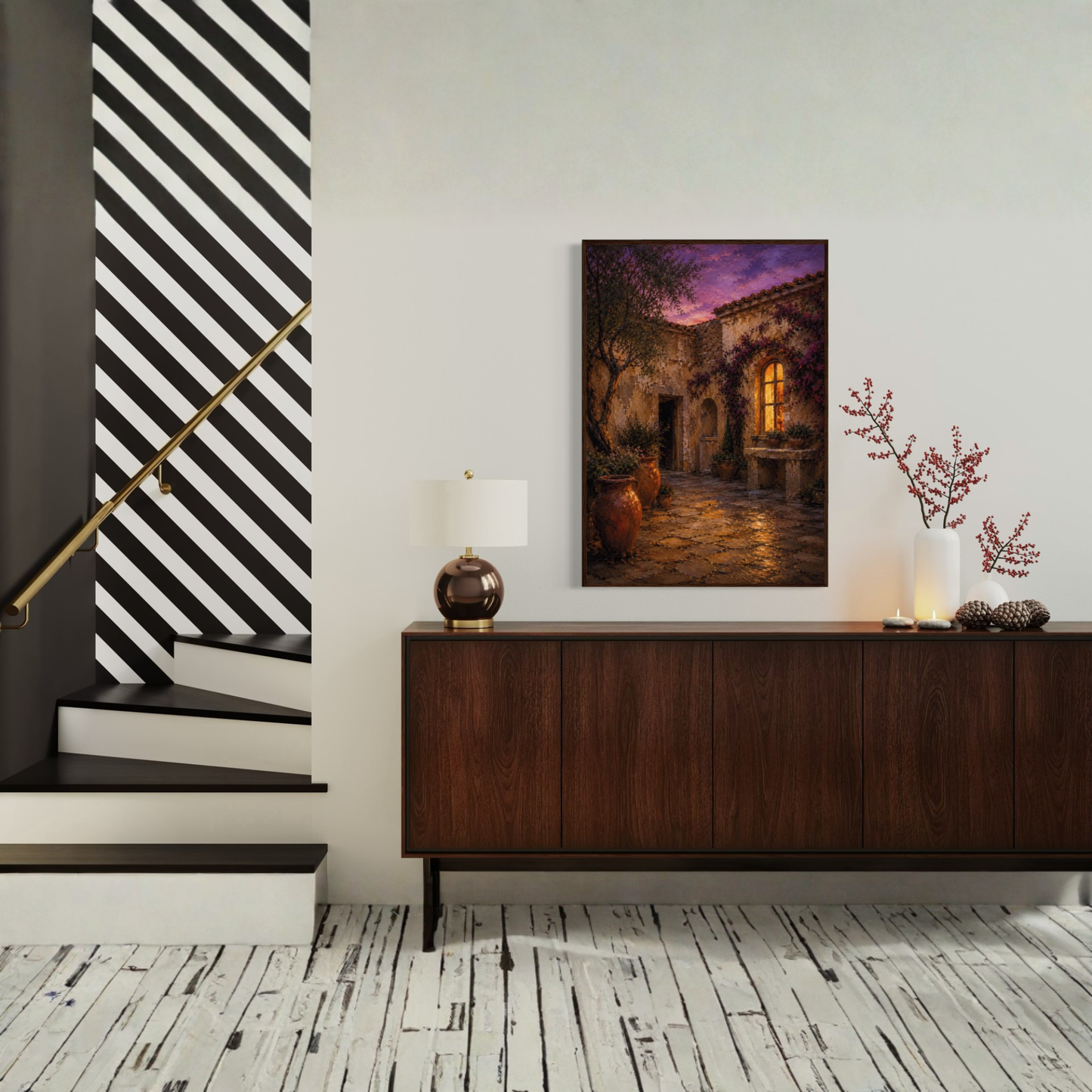 MEDITERRANEAN STUDIES — Night Courtyard, Framed Art Print