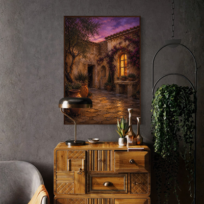 MEDITERRANEAN STUDIES — Night Courtyard, Framed Art Print