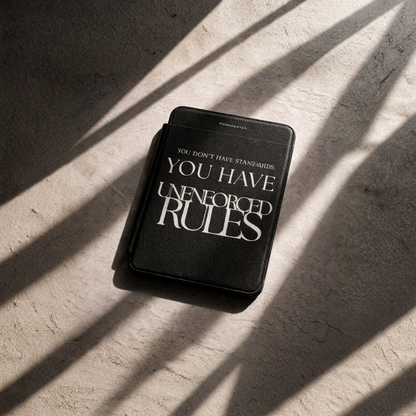 LunarHeartCo Rule I phone case featuring a unique unenforced reading object design, fits standard smartphones with protective style.