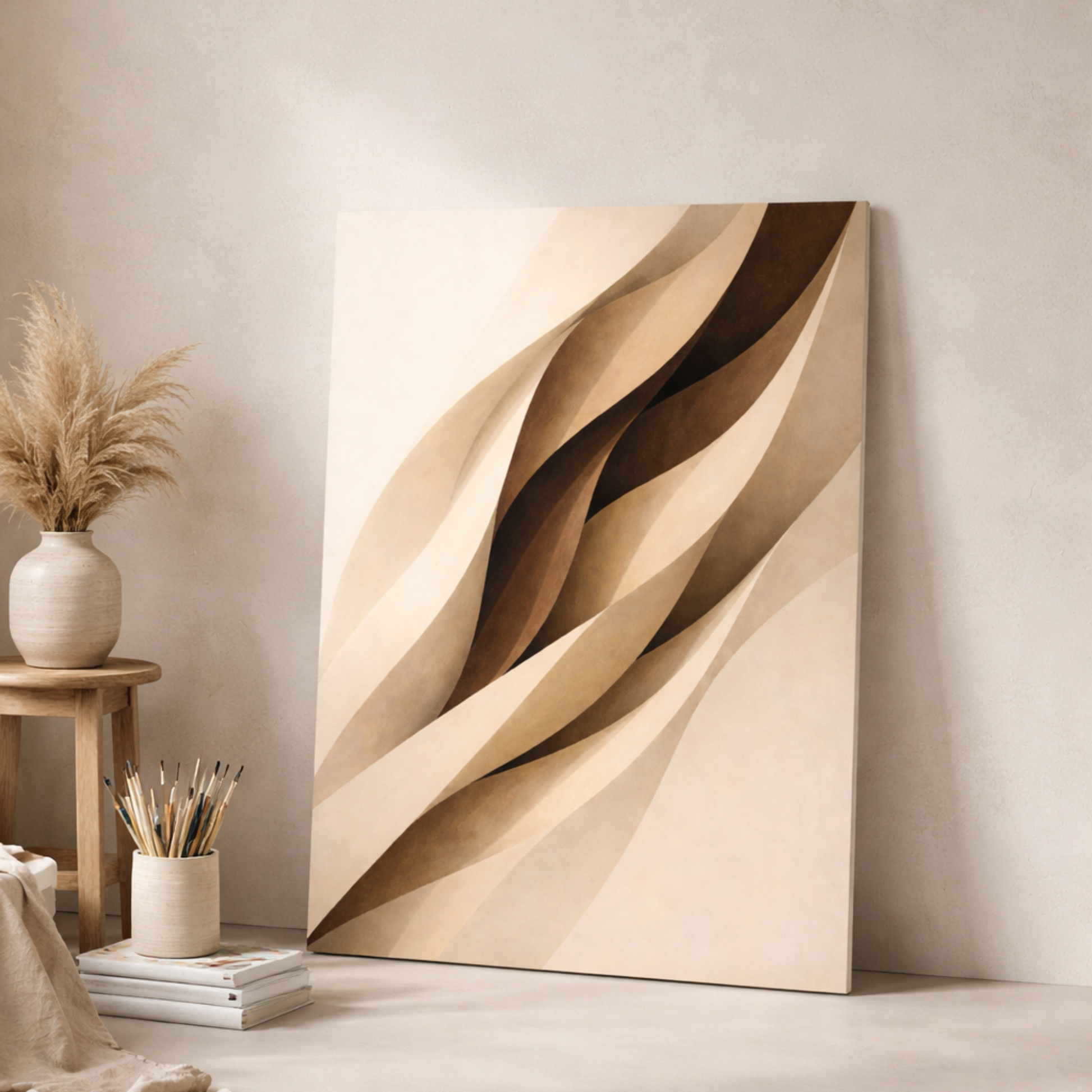 LunarHeartCo internal structure fine art print wall art featuring abstract geometric shapes in muted tones.