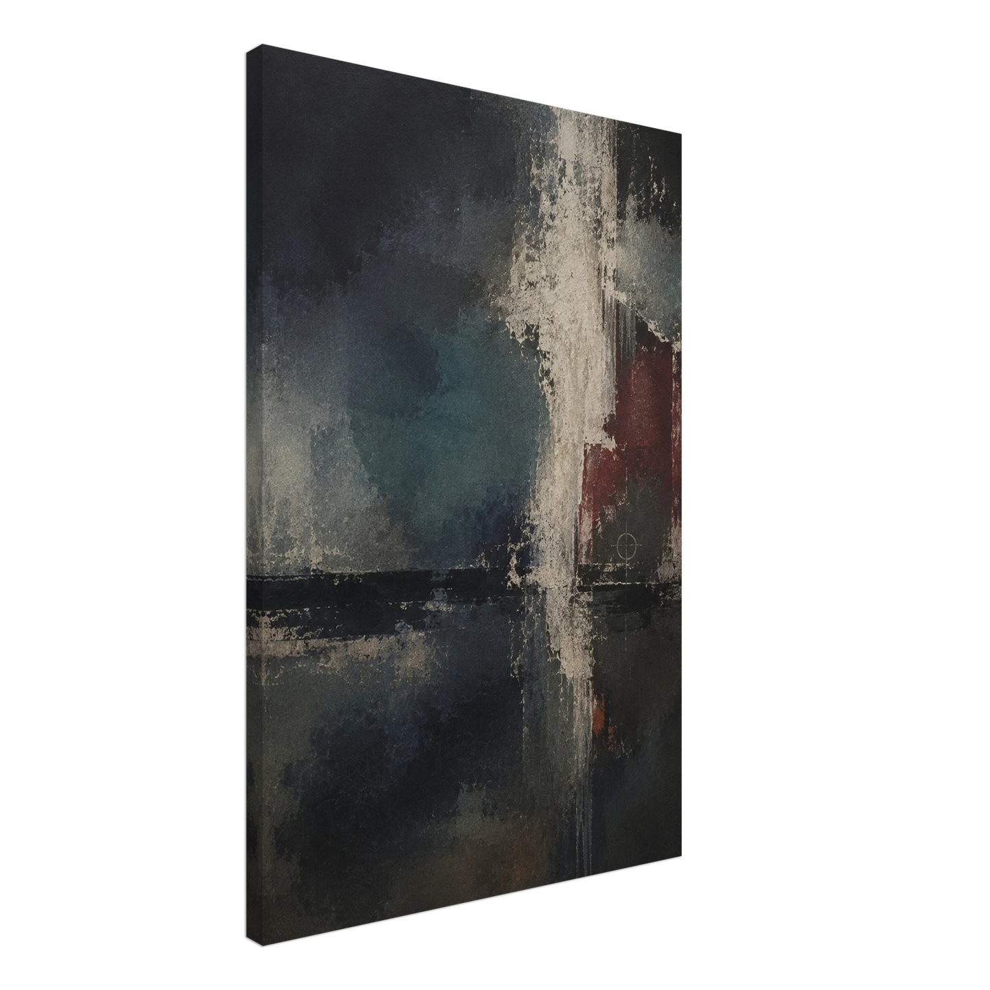 Side perspective of Night Signal canvas showing the hand-stretched gallery-wrapped profile.