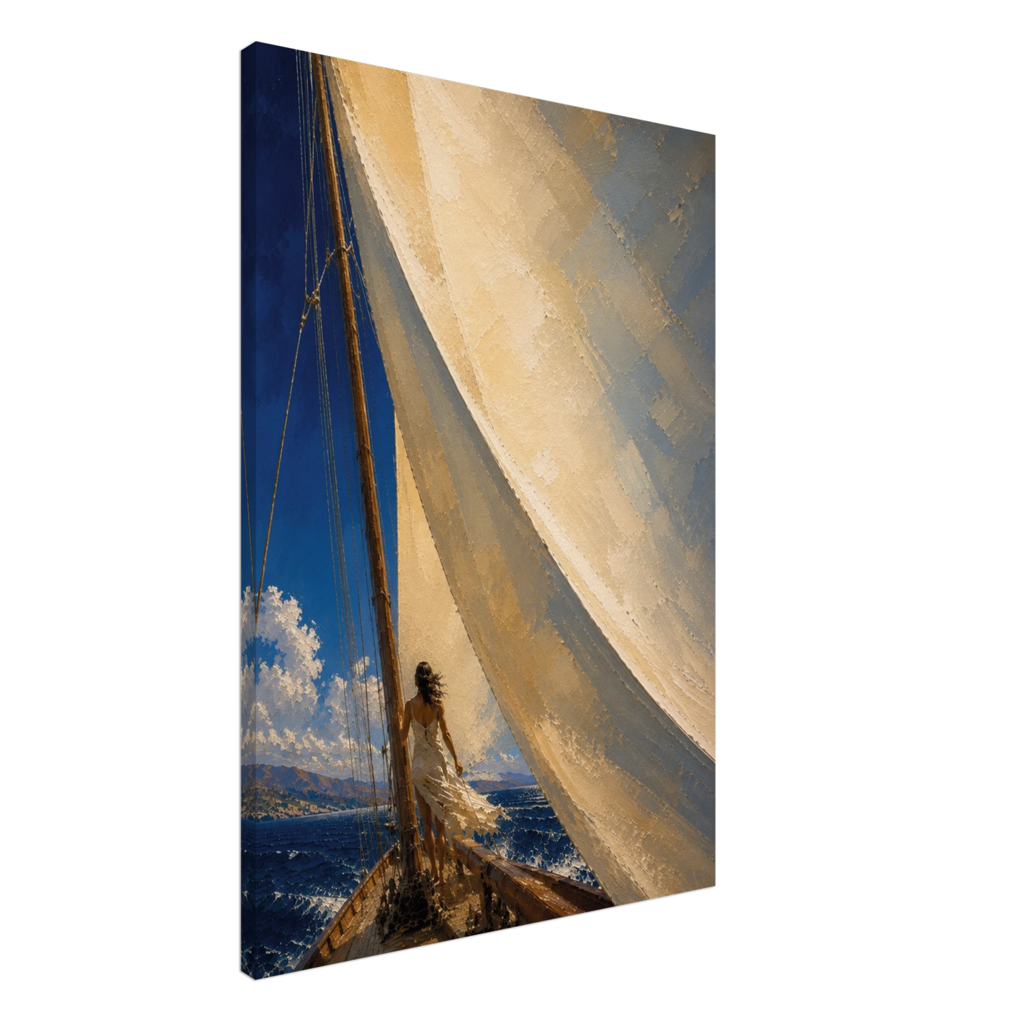 The Sail gallery-wrapped canvas product view showing the full vertical artwork.